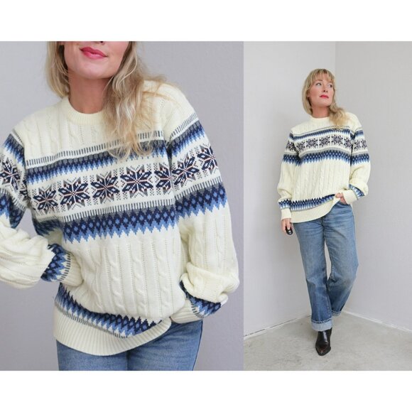 1980's High Sierra Fair Isle Sweater // Women's Size Large to XXL Men's MD to LG - Picture 1 of 9